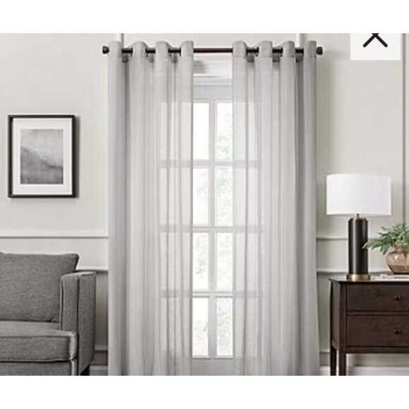 Fieldcrest Mirron Solid Sheer Grommet Top Single Panel Silver‎ Gray 50 x 84 - Picture 1 of 12
